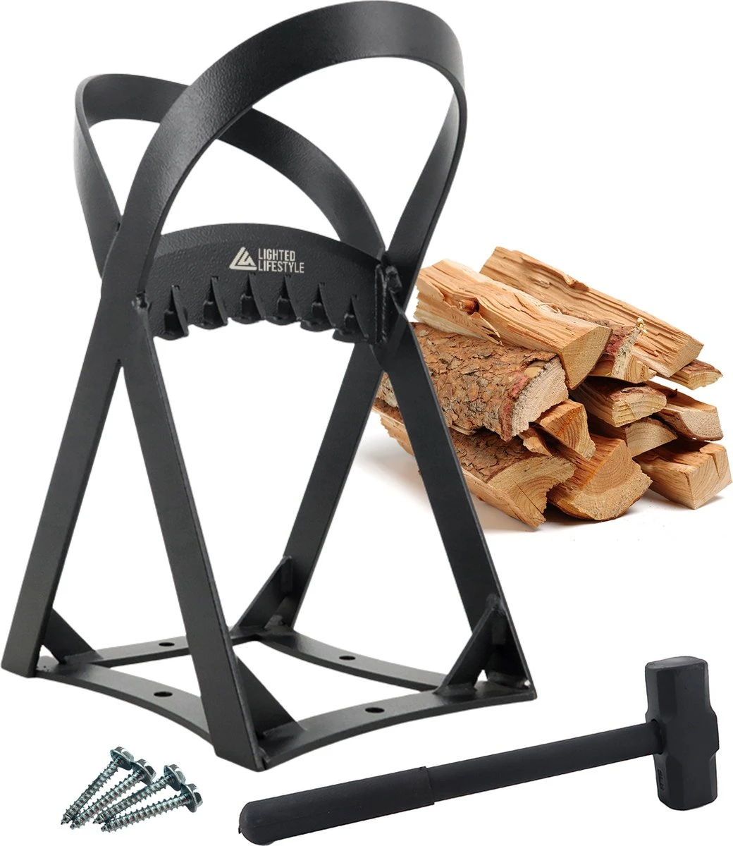 Lighted Lifestyle™| Houtklover Voor Aanmaakhout Incl. Kloofhamer - Houtsplijter - Houtkliever - Snel Haardhout - Gietijzer - Incl. Schroeven 7 Lighted Lifestyle™| Houtklover Voor Aanmaakhout Incl. Kloofhamer - Houtsplijter - Houtkliever - Snel Haardhout - Gietijzer - Incl. Schroeven - Afbeelding 7