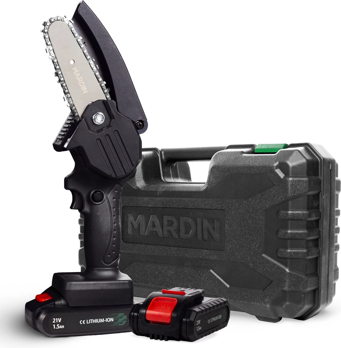 Mardin Mini Kettingzaag - Snoeizaag - Kettingzaag - Kettingzaag Electrisch Met 2 Accu - Inclusief Koffer - 1 Extra Accu - Zwart 1 Mardin Mini Kettingzaag - Snoeizaag - Kettingzaag - Kettingzaag Electrisch Met 2 Accu - Inclusief Koffer - 1 Extra Accu - Zwart