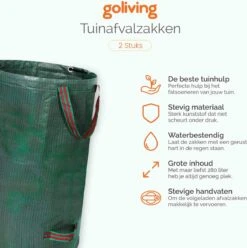 Goliving Tuinafvalzak - Set Van 2- Tuinafvalzakken Opvouwbaar - Tuinzak - Tuinafvalemmer - 2x 280 Liter - Groen -Gardena Verkoopwinkel 1195x1200