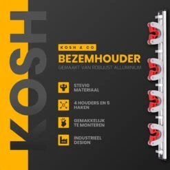 Merkloos Stevige Bezemhouder - Aluminium - Ophangsysteem Bezem - 5 Haken & 4 Houders - Gereedschaphouder - Opbergsysteem 9 Merkloos Stevige Bezemhouder - Aluminium - Ophangsysteem Bezem - 5 Haken & 4 Houders - Gereedschaphouder - Opbergsysteem -Gardena Verkoopwinkel 1198x1200 5