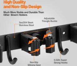 BOTC Bezemhouder - 5 Houders 6 Haken - Gereedschapshouder - Zeflklevend - Bezem Ophangsysteem - Ophanghaken - Tuingereedschap -Gardena Verkoopwinkel 1200x1034