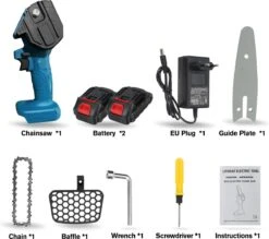 Merkloos Mini Accu Kettingzaag - 4 Inch Elektrische Boomzaag - Handkettingzaag - Met 2 Accu En 1 Oplader - Voor Tuinboom Ranch Bomen Snijden Hout- Blauw -Gardena Verkoopwinkel 1200x1062 2
