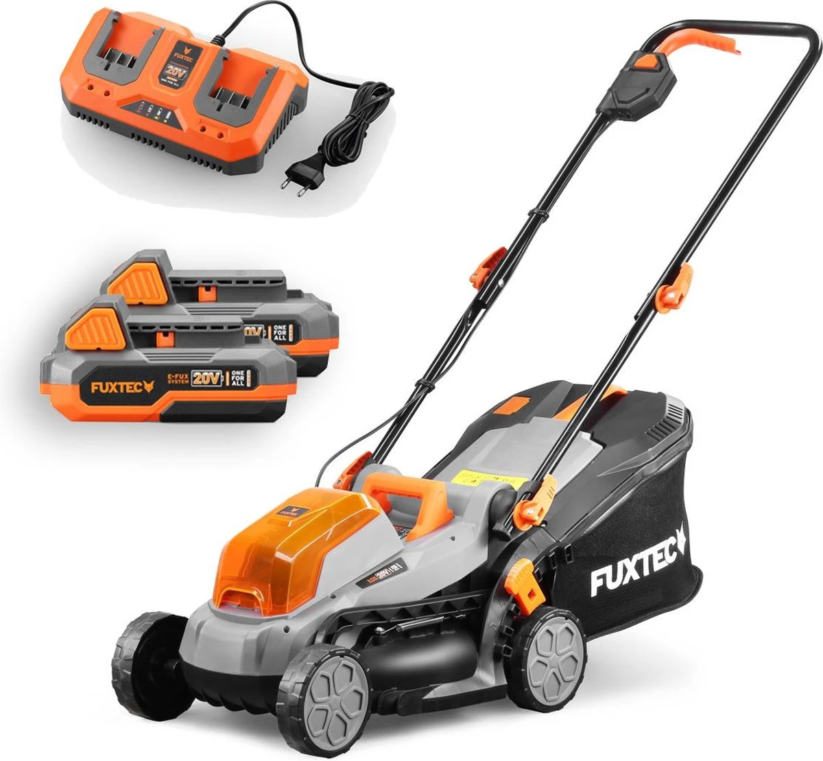 FUXTEC Grasmaaier Accu 40V (2x 20V) - Set Met Batterij (2x 2Ah) En Lader (2.4A Dubbellader) 1 FUXTEC Grasmaaier Accu 40V (2x 20V) - Set Met Batterij (2x 2Ah) En Lader (2.4A Dubbellader)