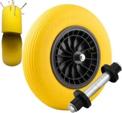 Merkloos Kruiwagenwiel Anti Lek - 4.80/4.00-8 - Massief PU Band - Lekvrij Wiel Met 130mm As - Kruiwagenband 4.80/400 Voor Kruiwagen