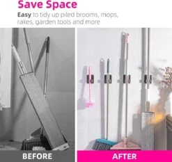 BOTC Bezemhouder - 4 Stuks - RVS - Bezem Ophangsysteem - Bezem Houder - Tuingereedschap - Zwart -Gardena Verkoopwinkel 1200x1134 3