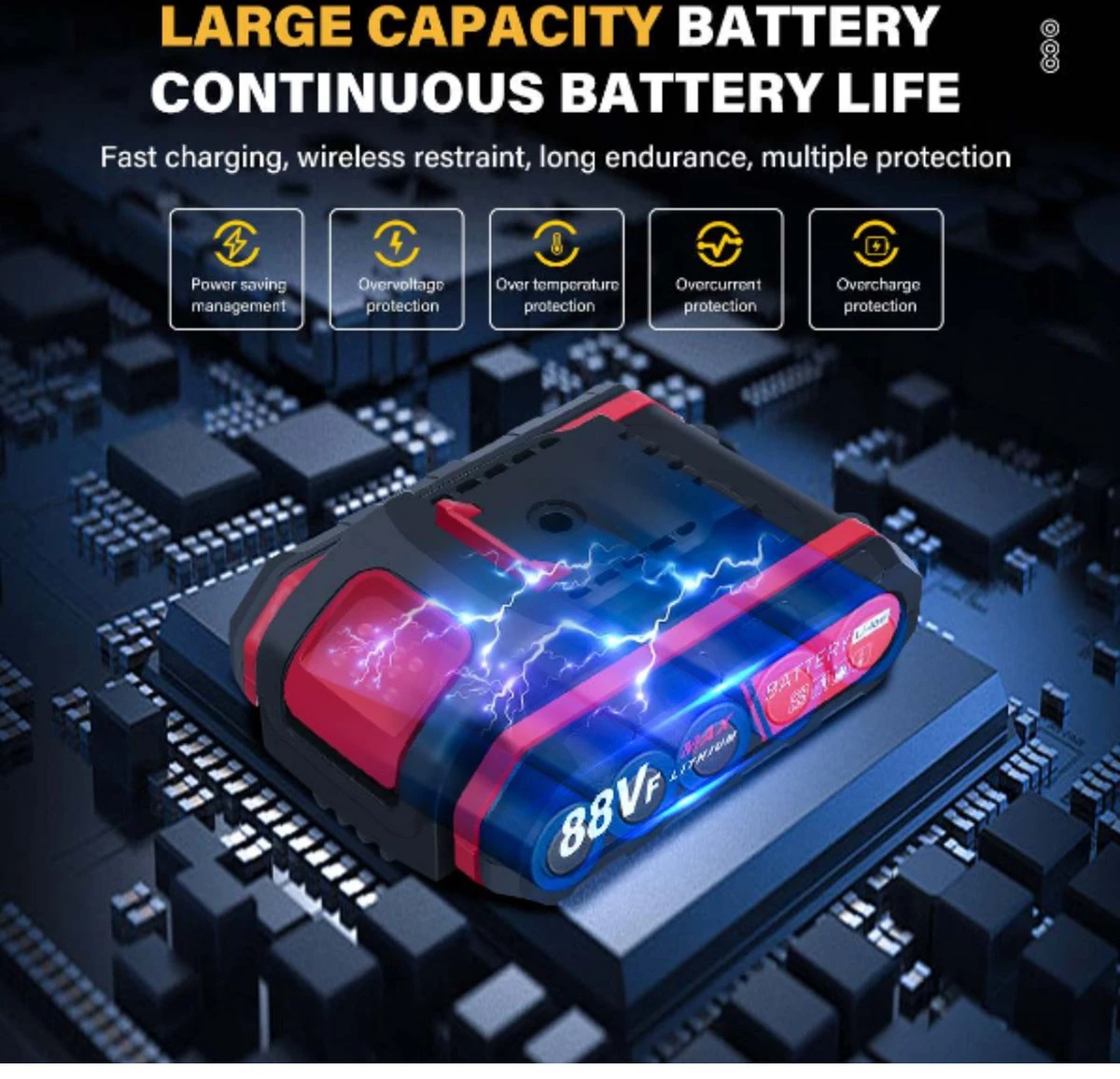 Violeworks® Accu Kettingzaag - Snoeizaag - Mini Kettingzaag - Handkettingzaag - Ook Voor Makita - Elektrische Kettingzaag - Elektrische Snoeischaar - Op Batterij - 2900 MAh - 1080W - 88V 4 Violeworks® Accu Kettingzaag - Snoeizaag - Mini Kettingzaag - Handkettingzaag - Ook Voor Makita - Elektrische Kettingzaag - Elektrische Snoeischaar - Op Batterij - 2900 MAh - 1080W - 88V - Afbeelding 4