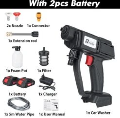 Merkloos Elektrische Accu-Hogedrukreiniger - 20Bar - Multifunctioneel Mondstuk - Draagbaar Oplaadbaar Snoerloos - Reinigingsspuitpistool - Met Rijke Accessoires - Voor Makita 18V-batterij - Voor Auto, Tuin, Terras, Raam (Zwart) -Gardena Verkoopwinkel 1200x1178 2