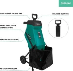 VONROC Hakselaar/Shredder 2500W – Voor Takken Tot Ø45mm – Incl. 45L Opvangzak & Duwstok 8 VONROC Hakselaar/Shredder 2500W – Voor Takken Tot Ø45mm – Incl. 45L Opvangzak & Duwstok -Gardena Verkoopwinkel 1200x1179 1