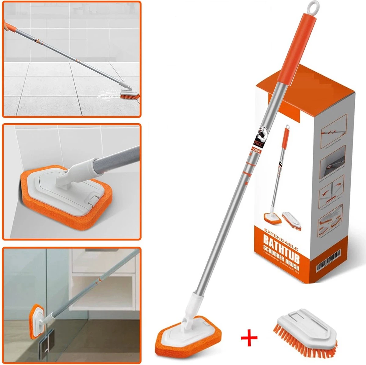 Merkloos Vloerschrobber - Bad Tegel Borstel Scrubber - Met 107cm Verstelbaar Lange - Voor Reiniging Badkamer Keuken Keramische Tegel - Oranje -Moederdag Cadeautje 2 Merkloos Vloerschrobber - Bad Tegel Borstel Scrubber - Met 107cm Verstelbaar Lange - Voor Reiniging Badkamer Keuken Keramische Tegel - Oranje -Moederdag Cadeautje - Afbeelding 2