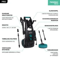 VONROC PRO Hogedrukreiniger V25-2 – 2500W – 195 Bar – 468 L/h – Duurzame Inductiemotor – Incl. 8m Slang, Slanghaspel, Terrasreiniger, Reinigingstank En Meer 15 VONROC PRO Hogedrukreiniger V25-2 – 2500W – 195 Bar – 468 L/h – Duurzame Inductiemotor – Incl. 8m Slang, Slanghaspel, Terrasreiniger, Reinigingstank En Meer -Gardena Verkoopwinkel 1200x1200 157