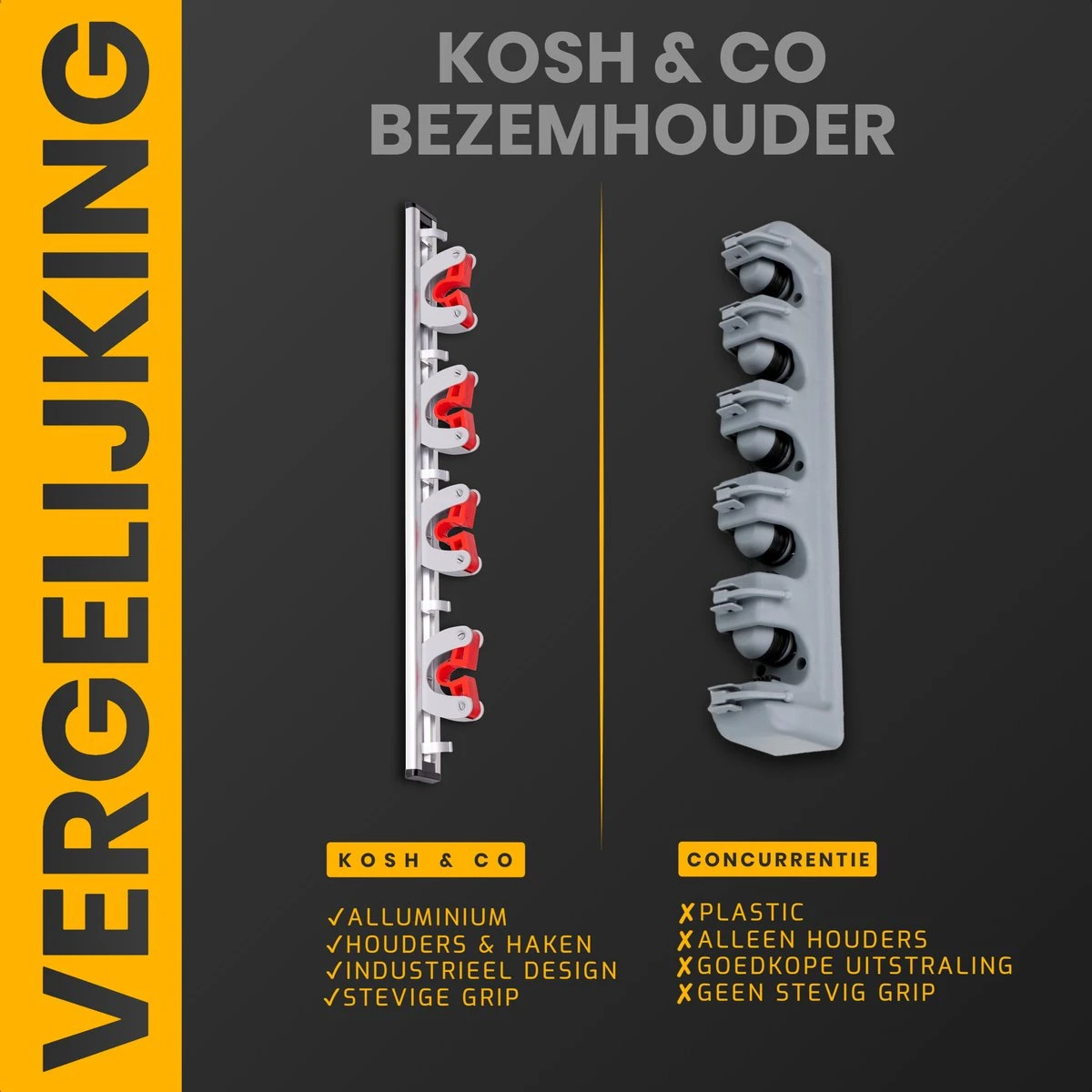 Merkloos Stevige Bezemhouder - Aluminium - Ophangsysteem Bezem - 5 Haken & 4 Houders - Gereedschaphouder - Opbergsysteem 3 Merkloos Stevige Bezemhouder - Aluminium - Ophangsysteem Bezem - 5 Haken & 4 Houders - Gereedschaphouder - Opbergsysteem - Afbeelding 3