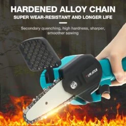 Merkloos Mini Accu Kettingzaag - 4 Inch Elektrische Boomzaag - Handkettingzaag - Met 2 Accu En 1 Oplader - Voor Tuinboom Ranch Bomen Snijden Hout- Blauw -Gardena Verkoopwinkel 1200x1200 775