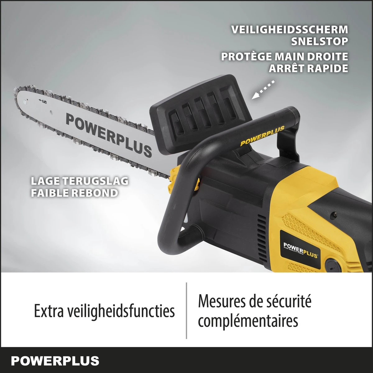 Powerplus POWXG1009 Elektrische Kettingzaag - 2400W - Zwaardlengte 400mm - Automatische Kettingsmering - Incl. 1x Ketting En 1x Zwaard 5 Powerplus POWXG1009 Elektrische Kettingzaag - 2400W - Zwaardlengte 400mm - Automatische Kettingsmering - Incl. 1x Ketting En 1x Zwaard - Afbeelding 5