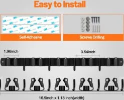 BOTC Bezemhouder - 5 Houders 6 Haken - Gereedschapshouder - Zeflklevend - Bezem Ophangsysteem - Ophanghaken - Tuingereedschap -Gardena Verkoopwinkel 1200x966 1