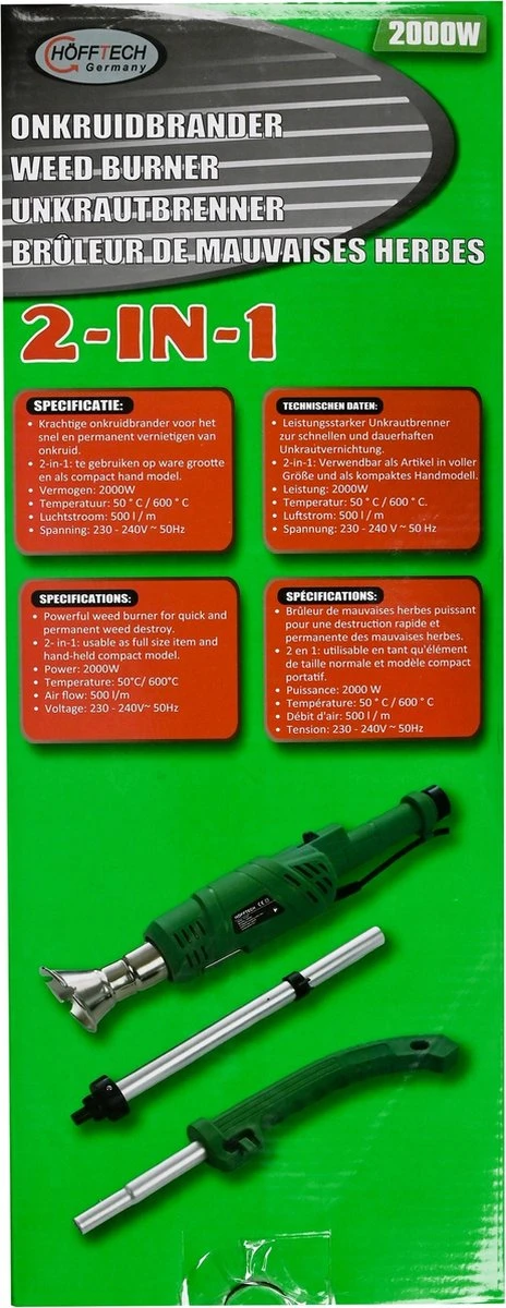 Hofftech Weed Burner Elektrische Onkruidbrander - 2000W - Max. 600 °C - BBQ Aansteker 6 Hofftech Weed Burner Elektrische Onkruidbrander - 2000W - Max. 600 °C - BBQ Aansteker - Afbeelding 6