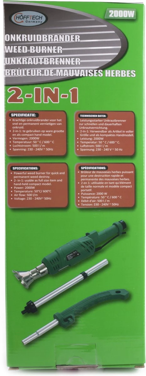 Hofftech Weed Burner Elektrische Onkruidbrander - 2000W - Max. 600 °C - BBQ Aansteker 4 Hofftech Weed Burner Elektrische Onkruidbrander - 2000W - Max. 600 °C - BBQ Aansteker - Afbeelding 4