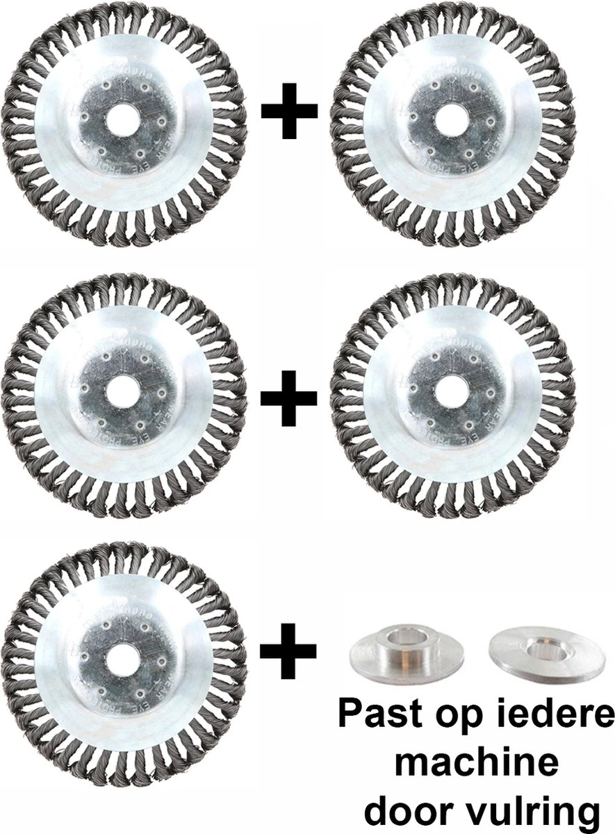 Universele Onkruidborstel Per 5 - 15CM - Max. Toerental 10.000 P/m - Onkruid Verwijderen - Onkruidverwijderaar - Tuingereedschap - Onkruidborstel Bosmaaier - Opzetstuk - SET 1 Universele Onkruidborstel Per 5 - 15CM - Max. Toerental 10.000 P/m - Onkruid Verwijderen - Onkruidverwijderaar - Tuingereedschap - Onkruidborstel Bosmaaier - Opzetstuk - SET