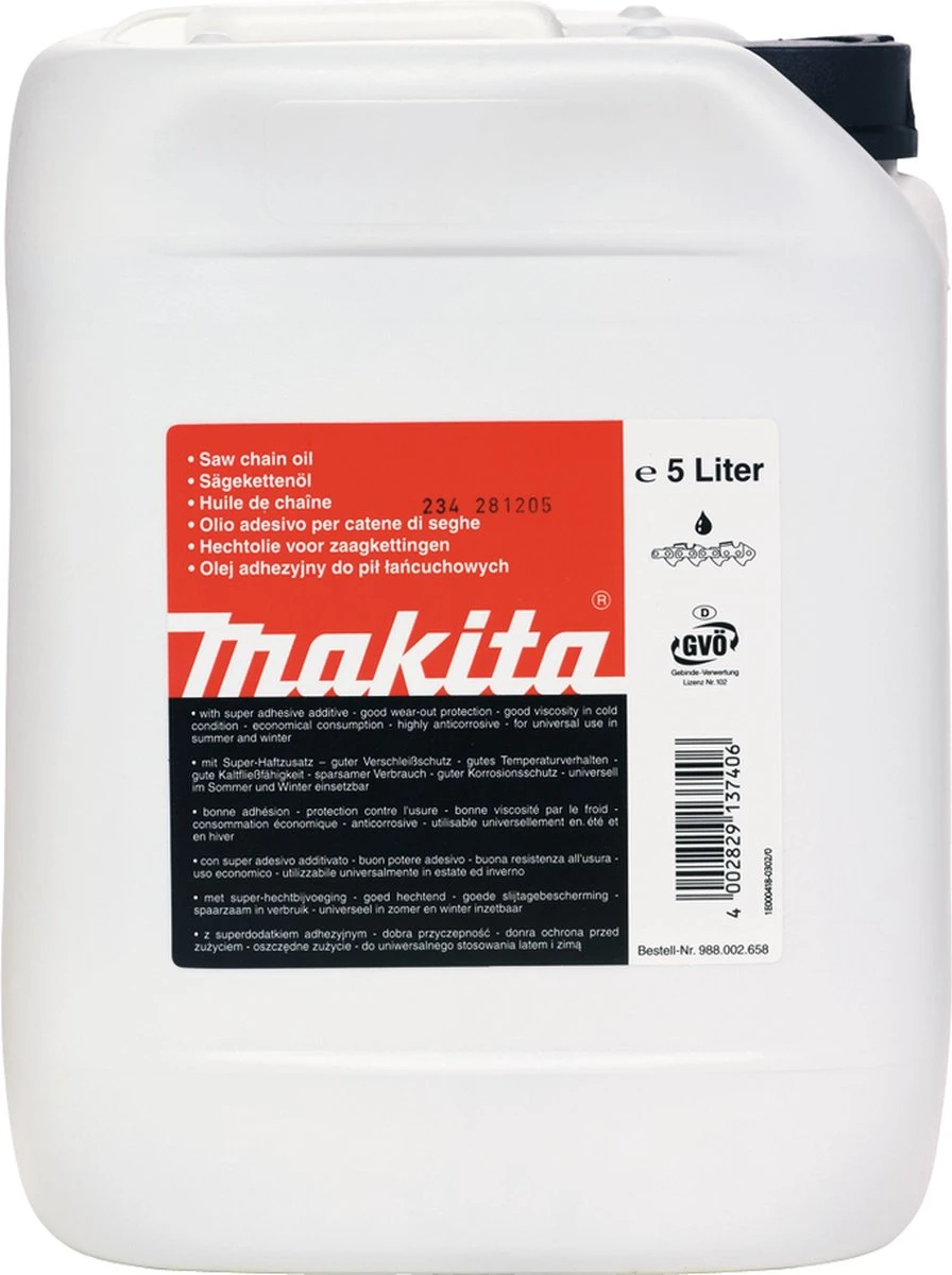 Makita 988002658 | Kettingzaagolie - 5 Liter 1 Makita 988002658 | Kettingzaagolie - 5 Liter