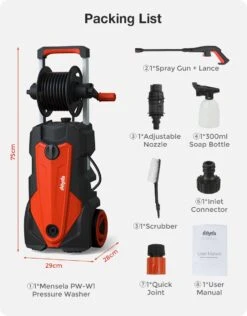 Merkloos Home Hogedrukreiniger - 2100W - 165 Bar - Met Verstelbare Nozzles Slanghaspel 5m Netsnoer 10m Slang - Voor Reiniging Huis Auto Tuin -Gardena Verkoopwinkel 939x1200 5